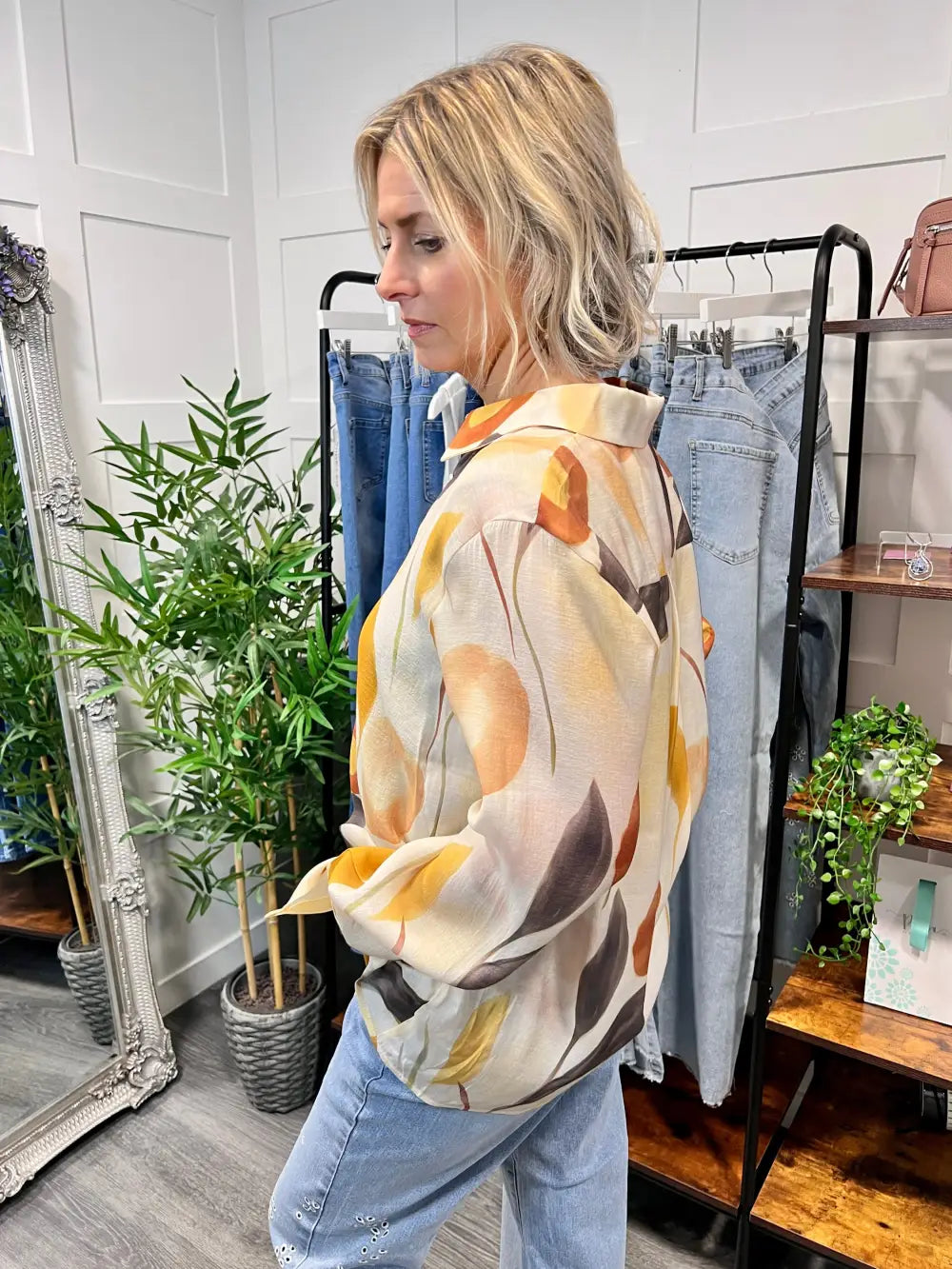 Everley Floral Design Blouse MUSTARD - S/M