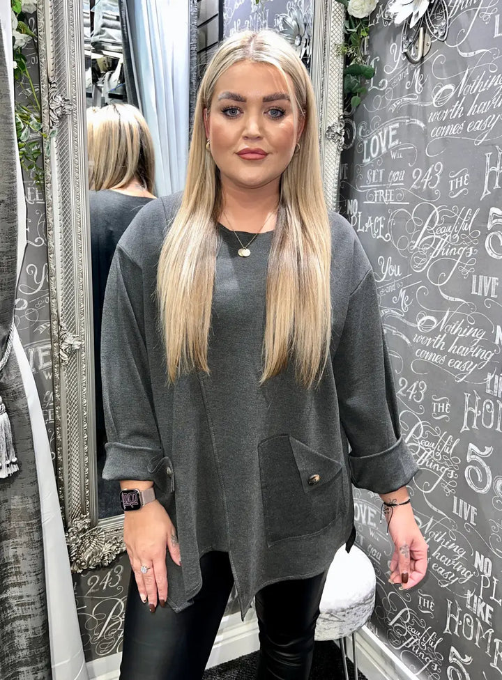 Evie Made In Italy Top CHARCOAL - Tops