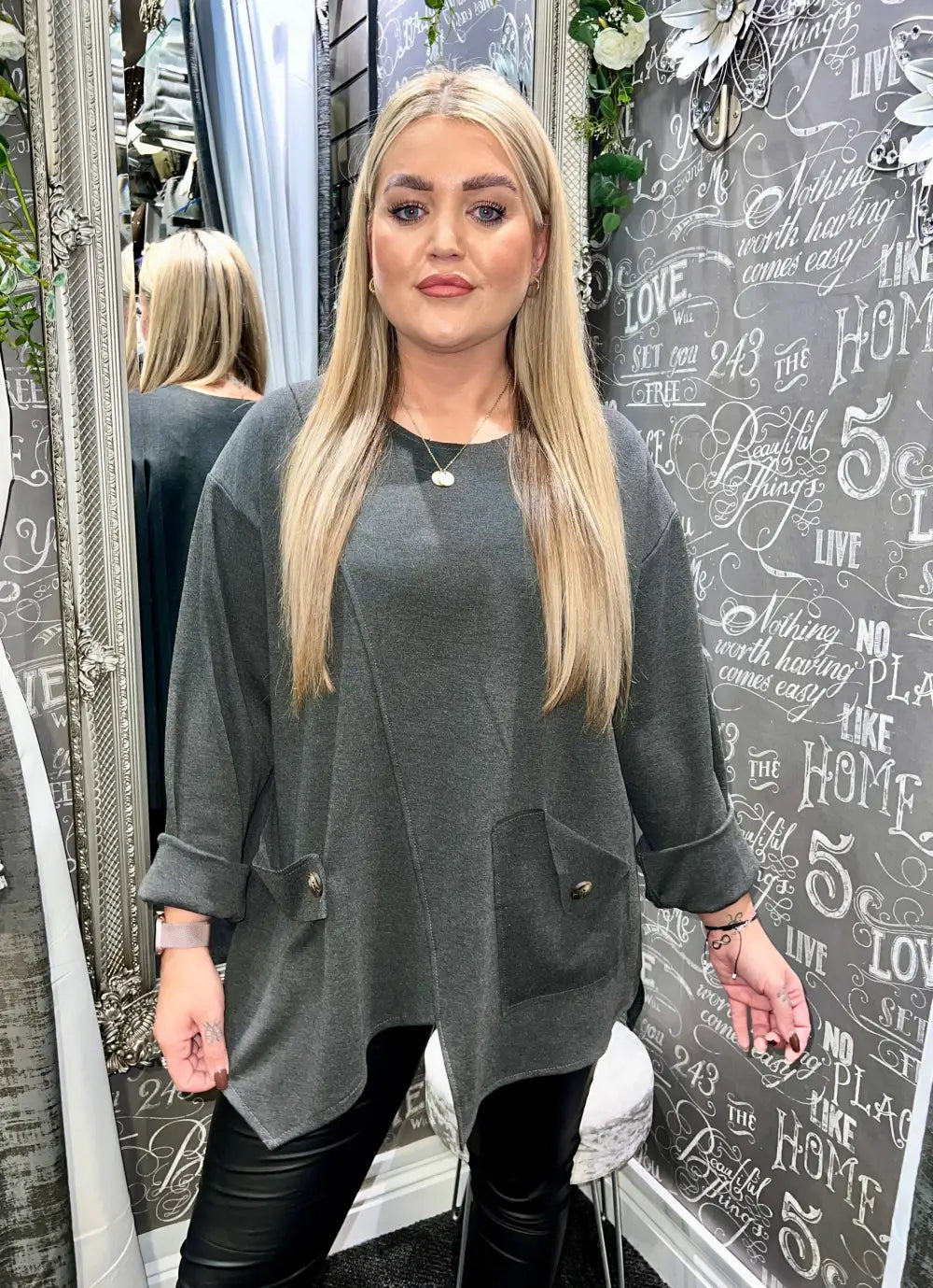 Evie Made In Italy Top CHARCOAL - Tops