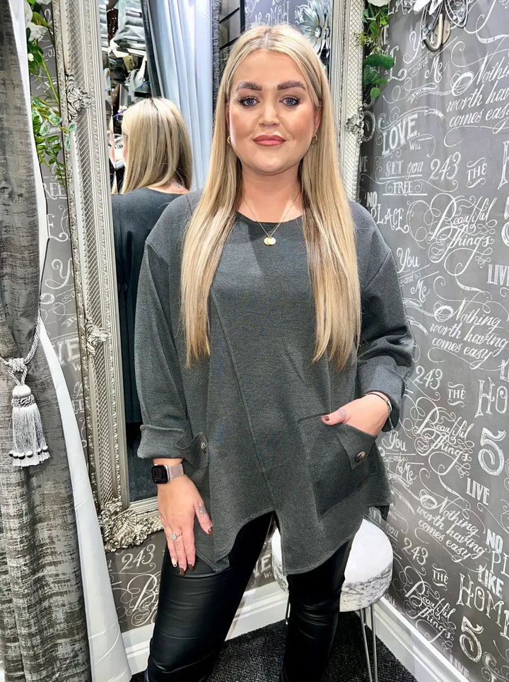 Evie Made In Italy Top CHARCOAL - Tops