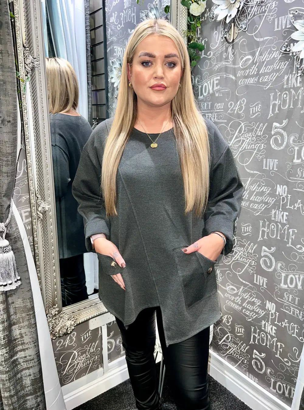 Evie Made In Italy Top CHARCOAL - Tops