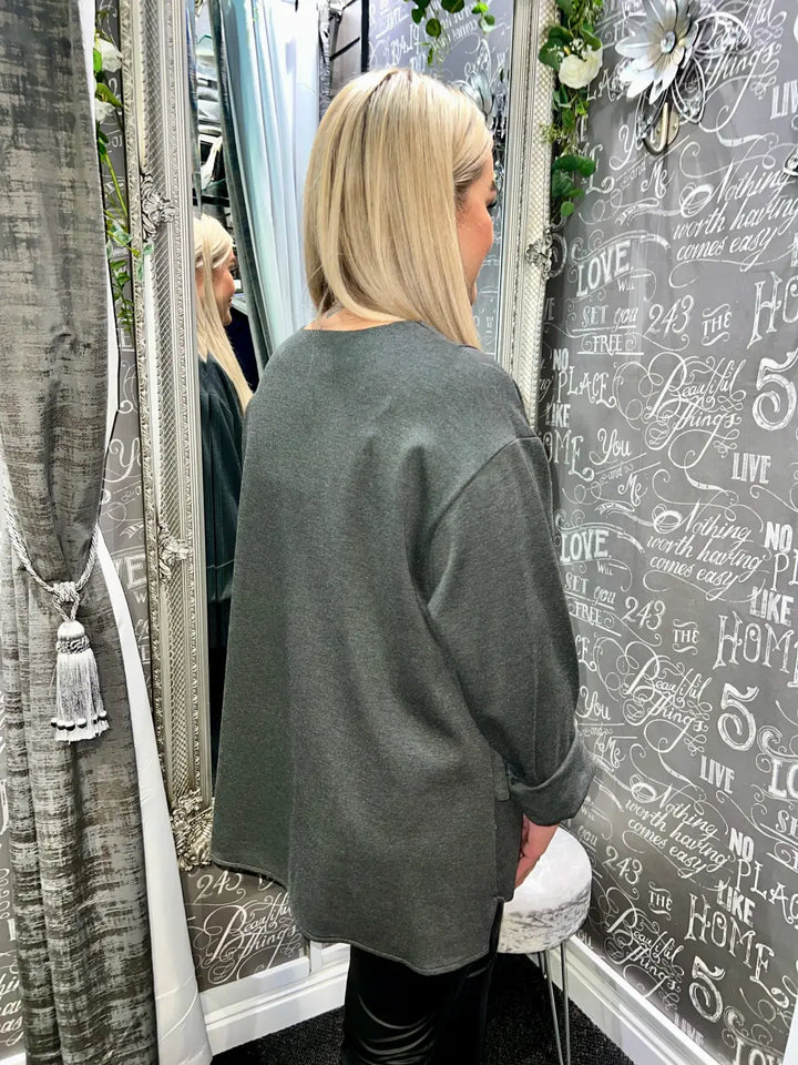 Evie Made In Italy Top CHARCOAL - Tops