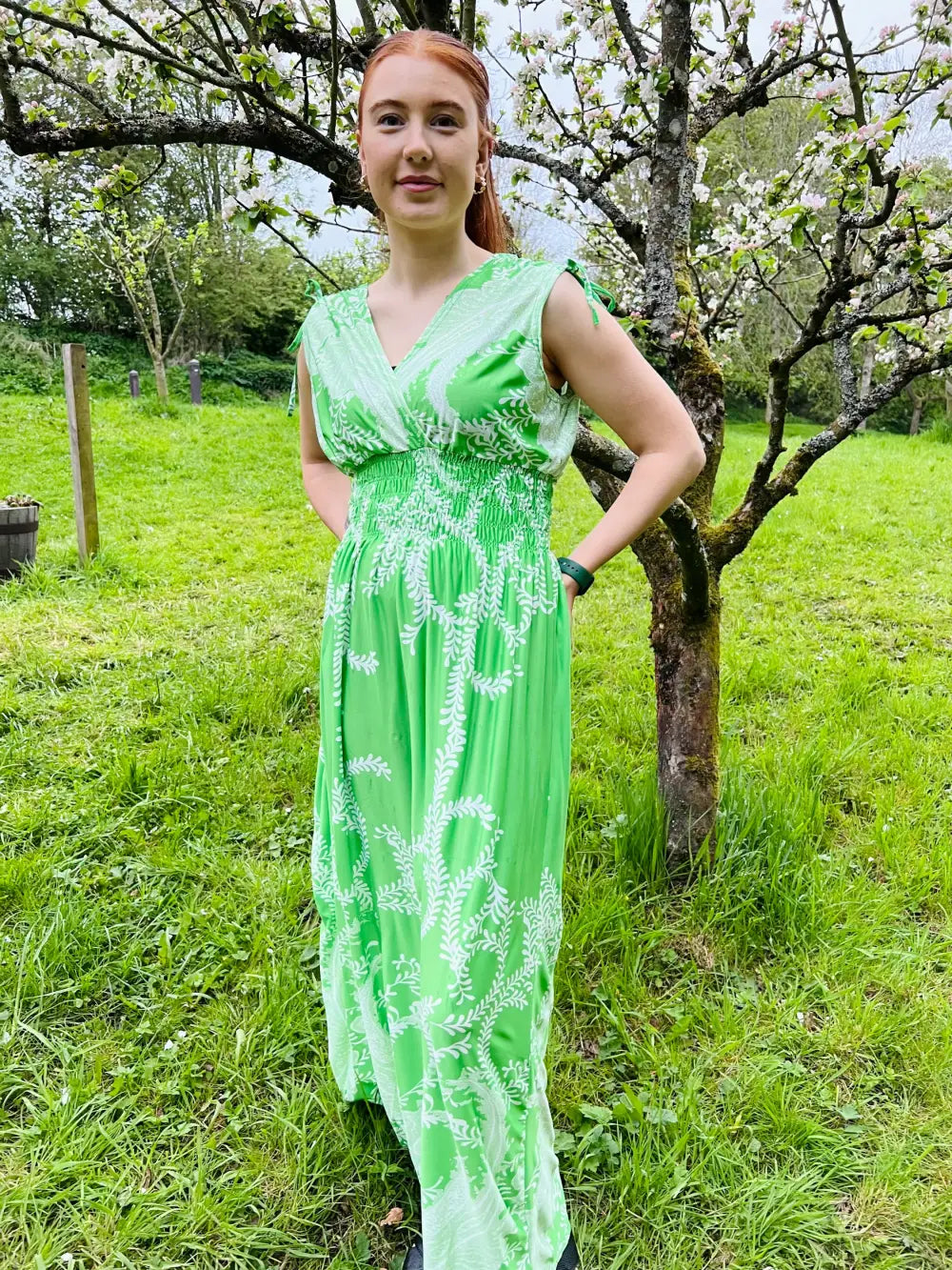 Faith Baroque Stretch Dress Green