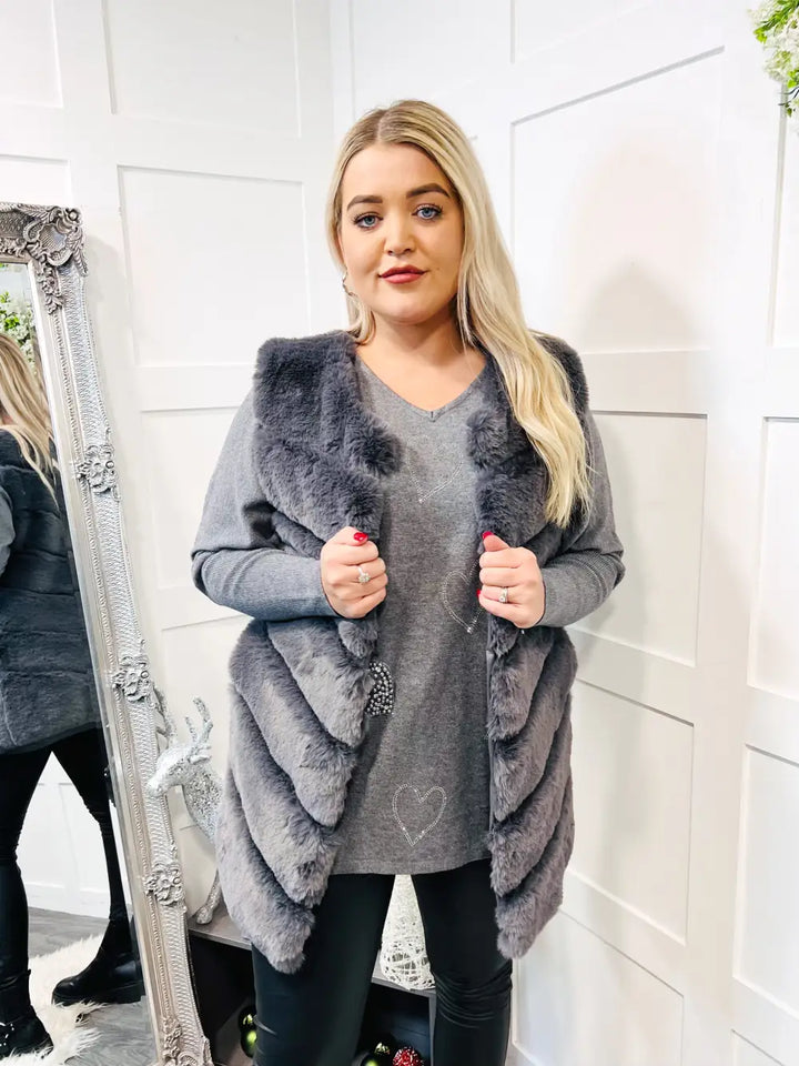 Faux Fur Gilet GREY