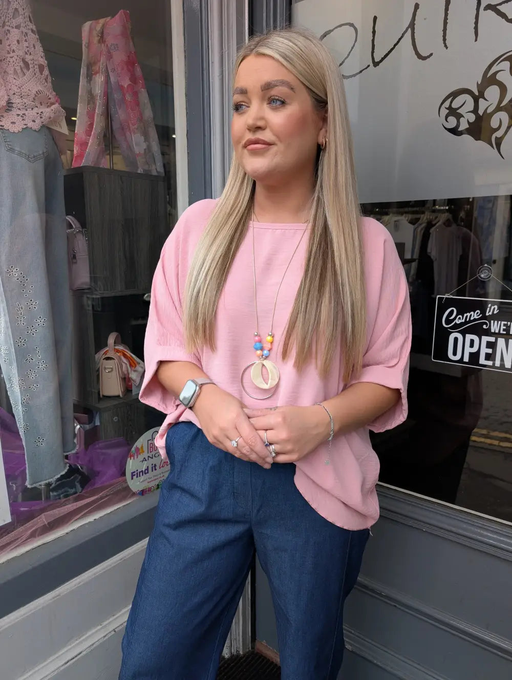 Floella Top With Necklace DUSKY PINK