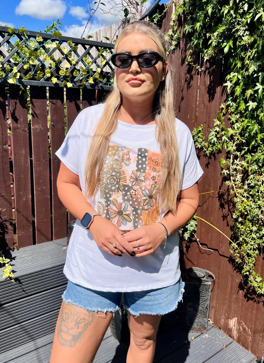 Flower Embellished TShirt MULTI