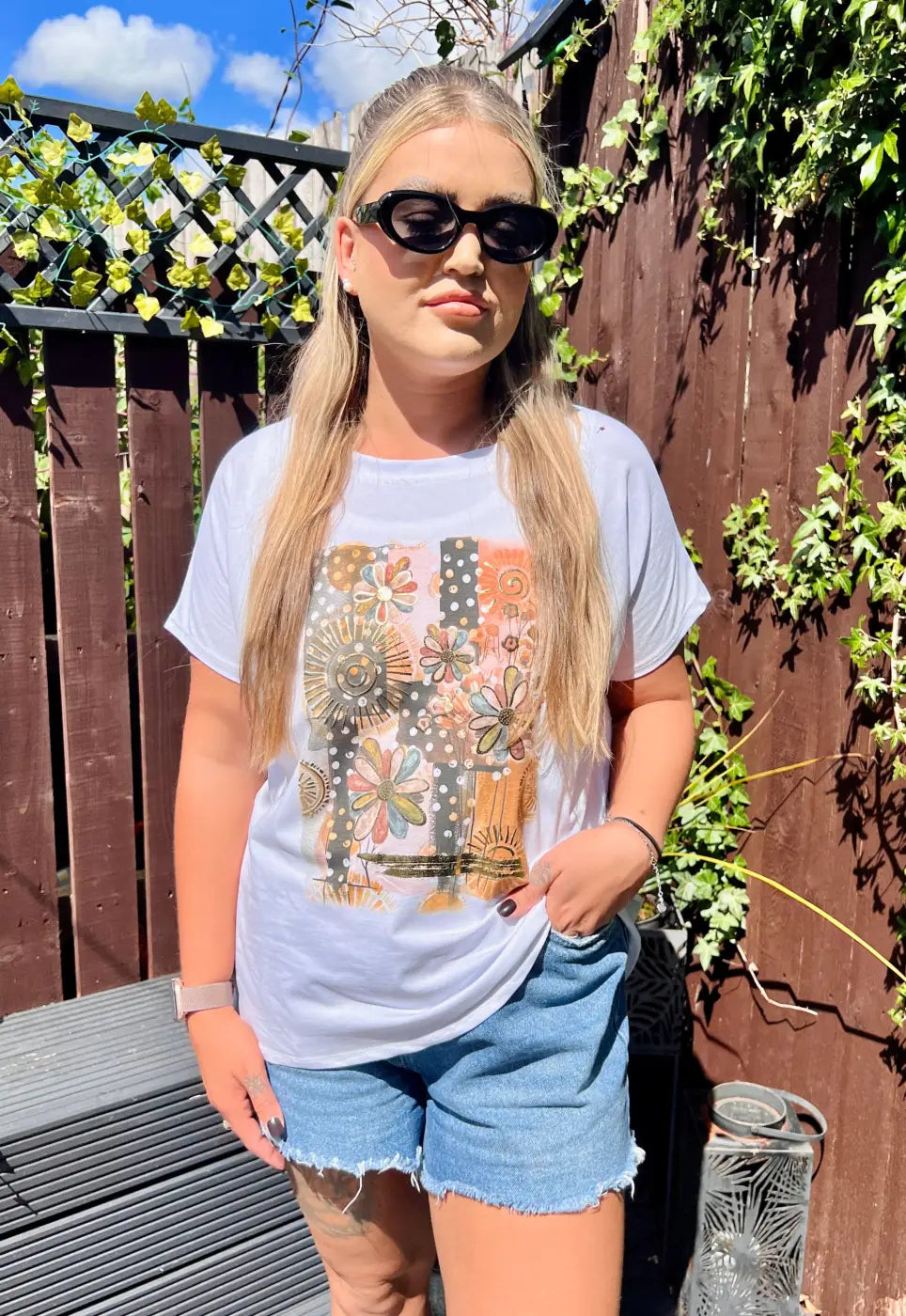 Flower Embellished TShirt MULTI
