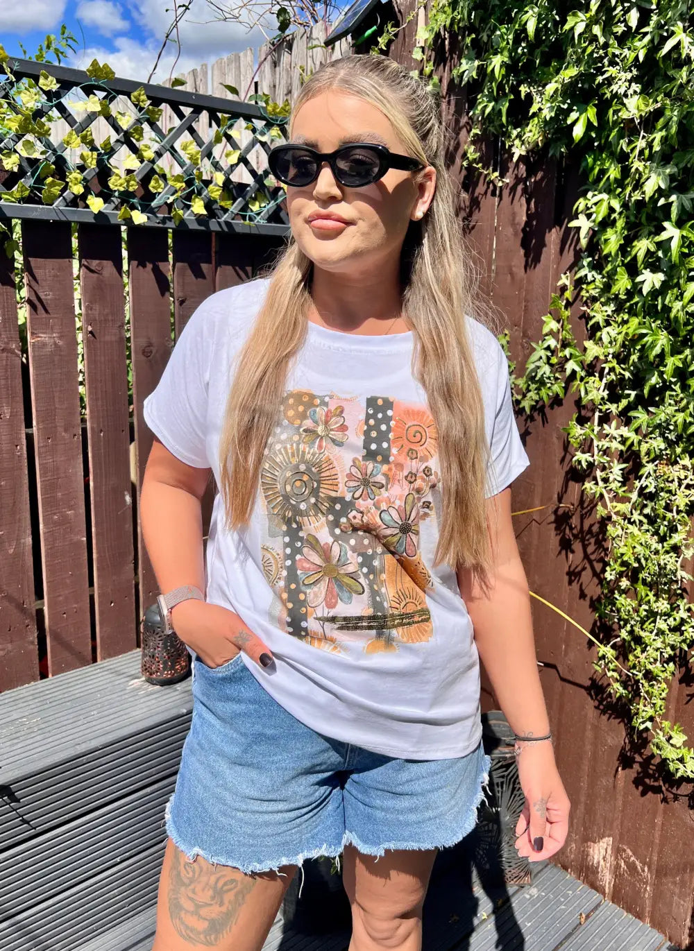 Flower Embellished TShirt MULTI