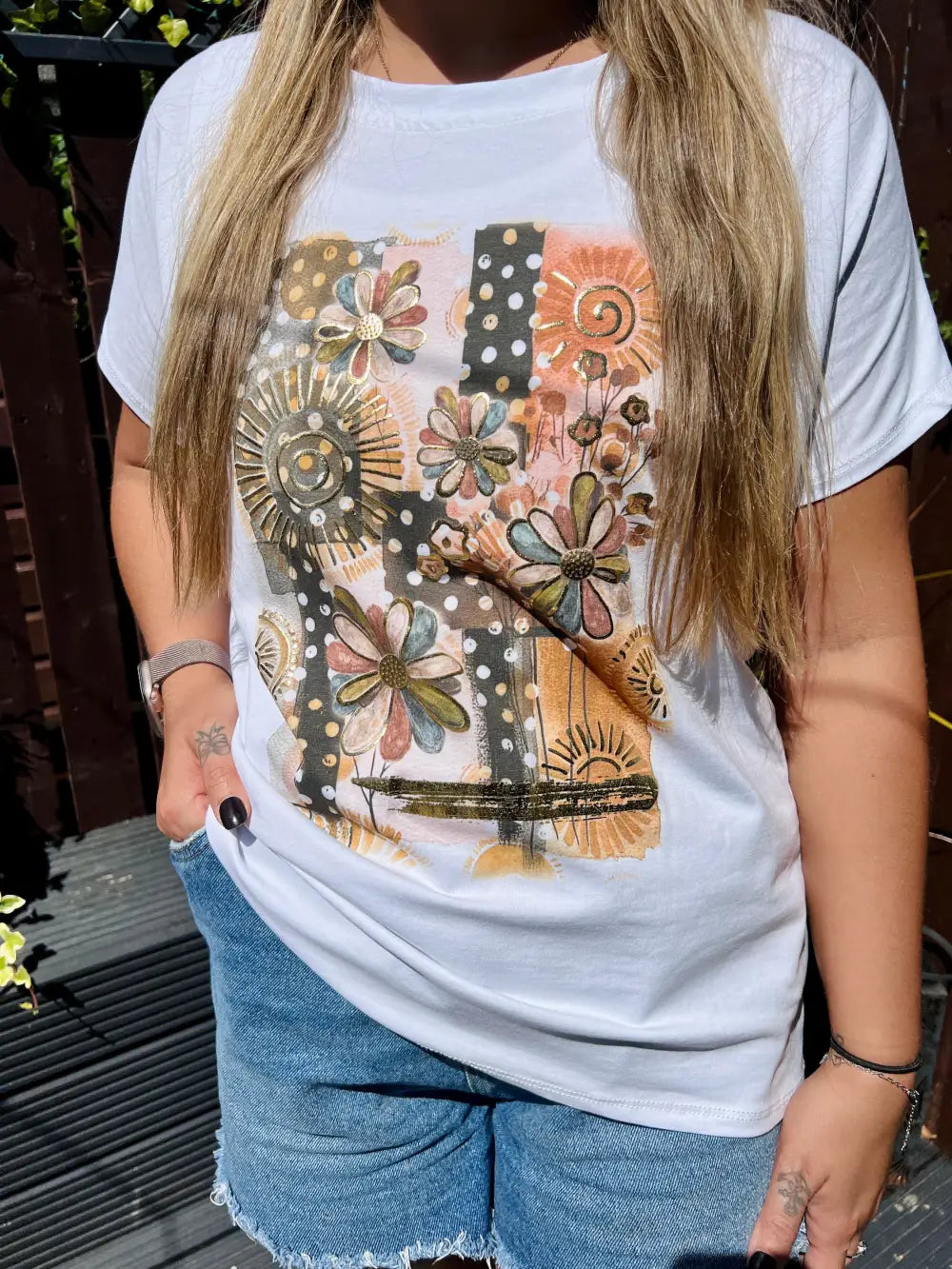 Flower Embellished TShirt MULTI
