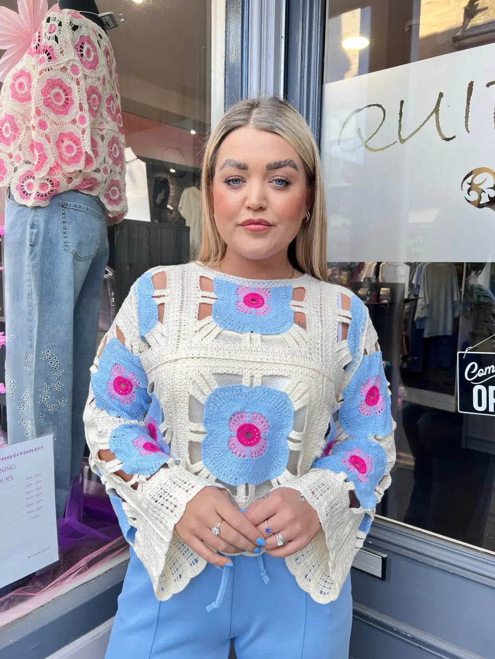 Flower Power Crochet Top BLUE