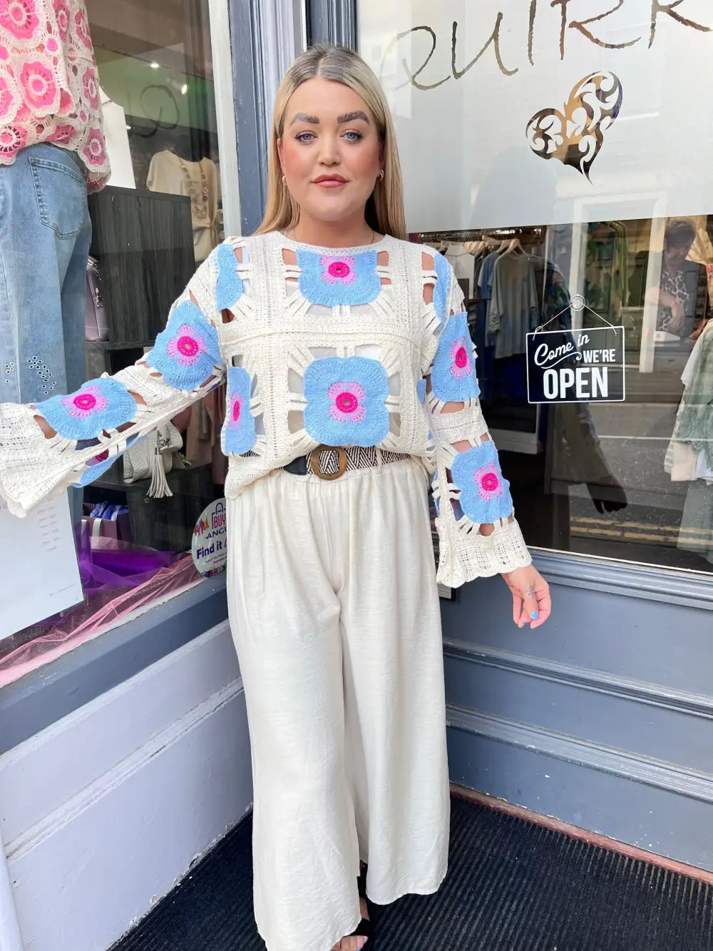 Flower Power Crochet Top BLUE