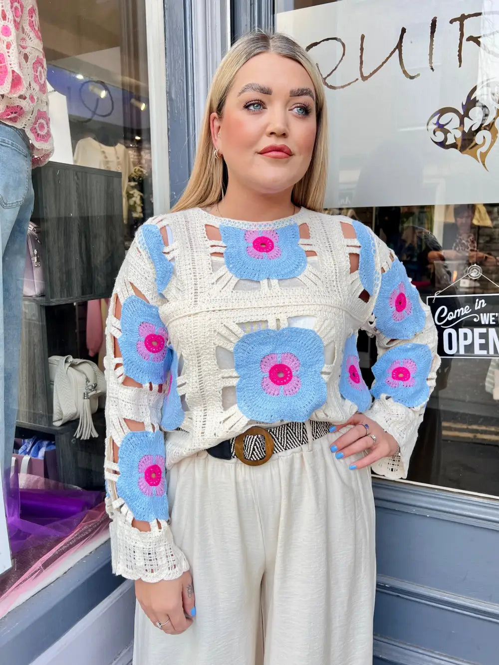Flower Power Crochet Top BLUE