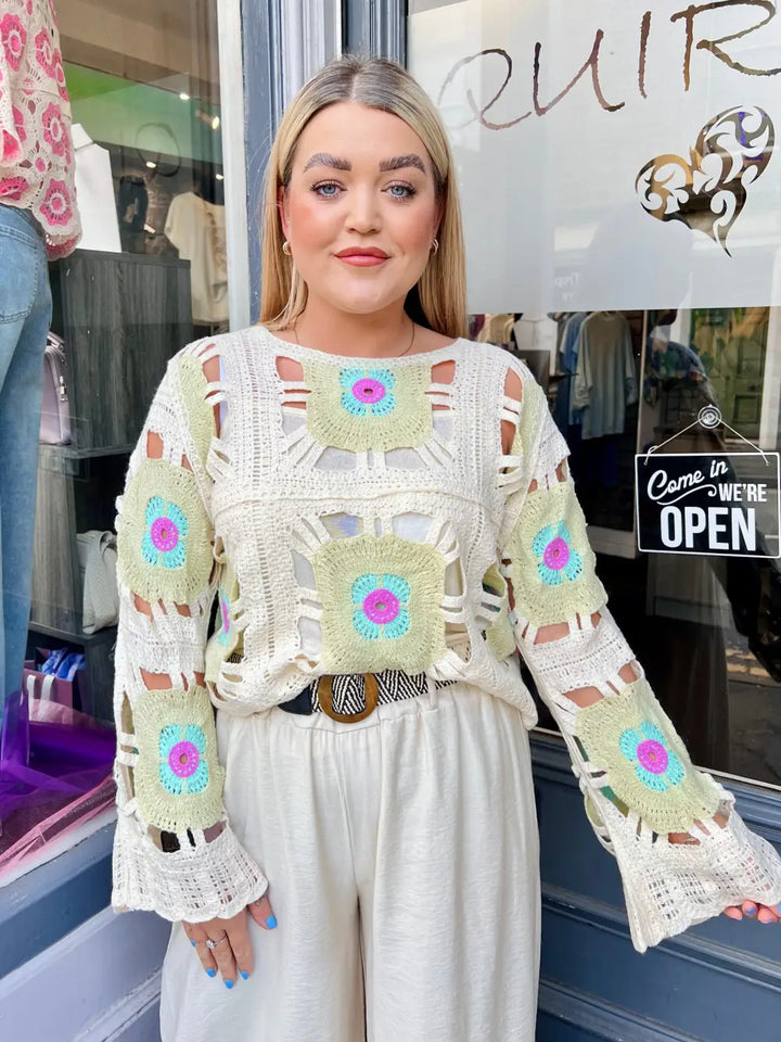 Flower Power Crochet Top MINT