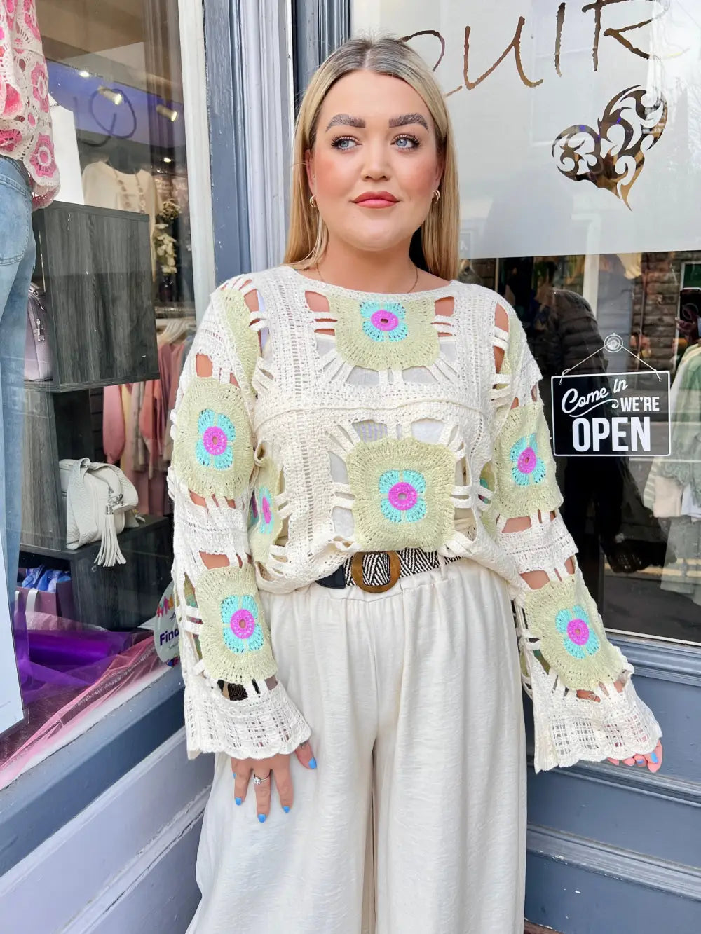 Flower Power Crochet Top MINT