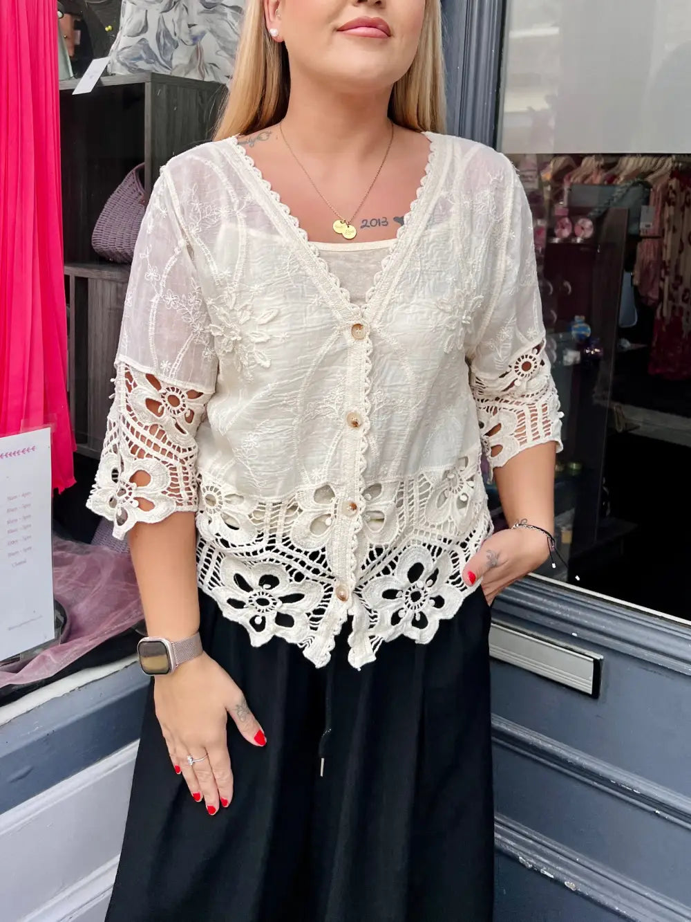Freya Crochet Blouse CREAM