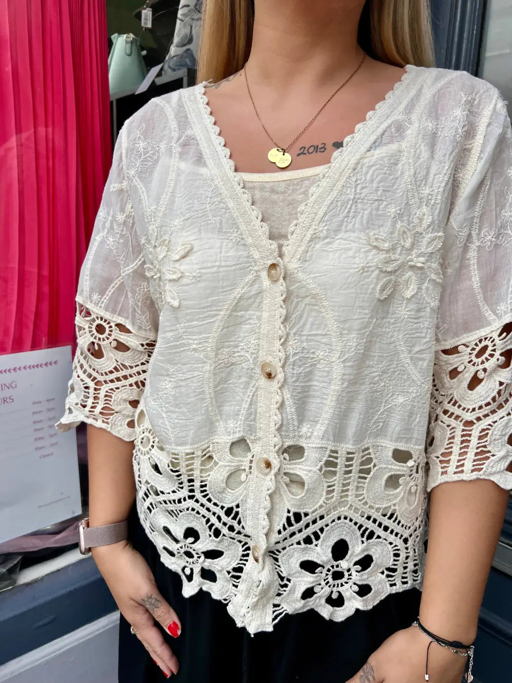 Freya Crochet Blouse CREAM