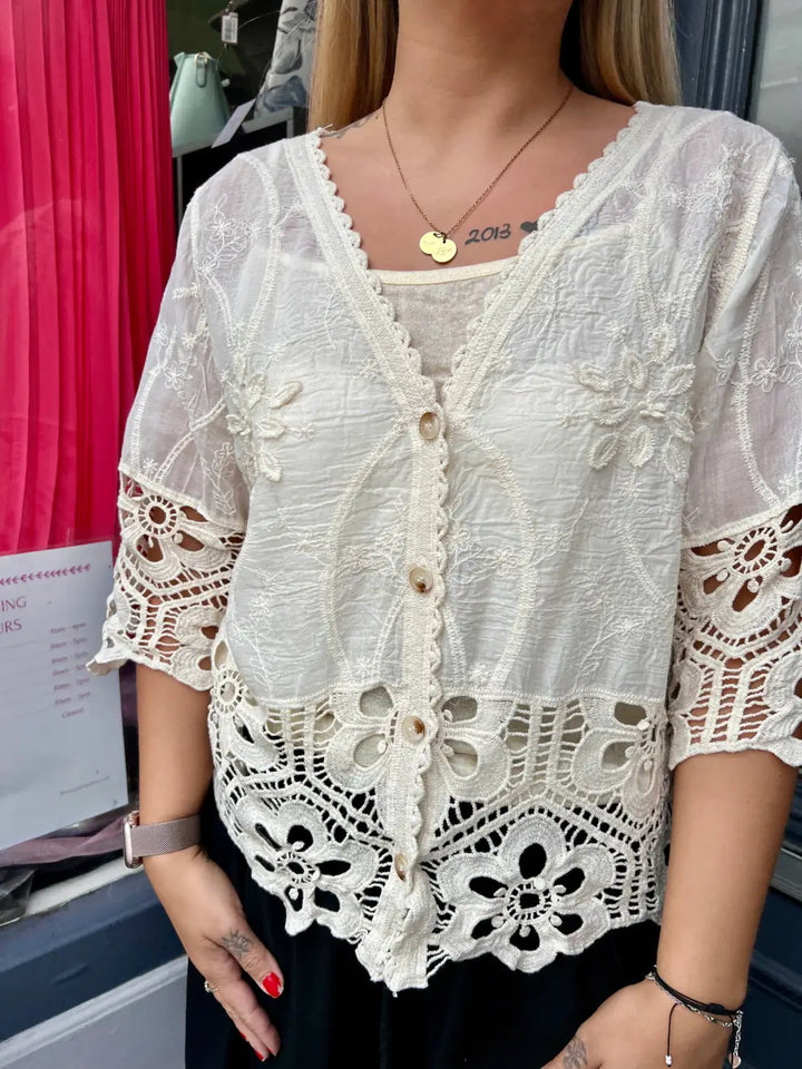 Freya Crochet Blouse CREAM