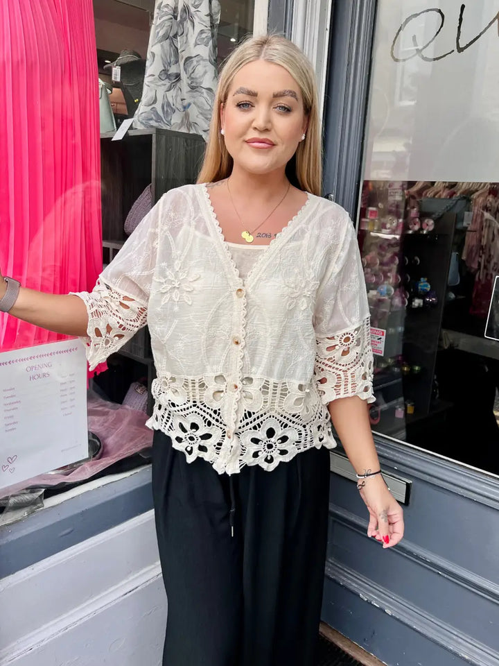 Freya Crochet Blouse CREAM