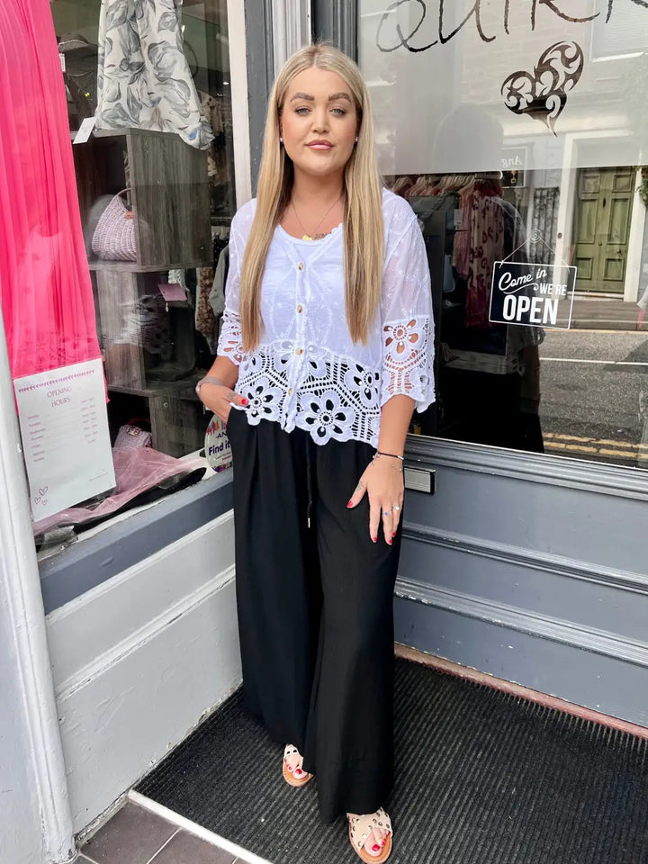 Freya Crochet Blouse WHITE