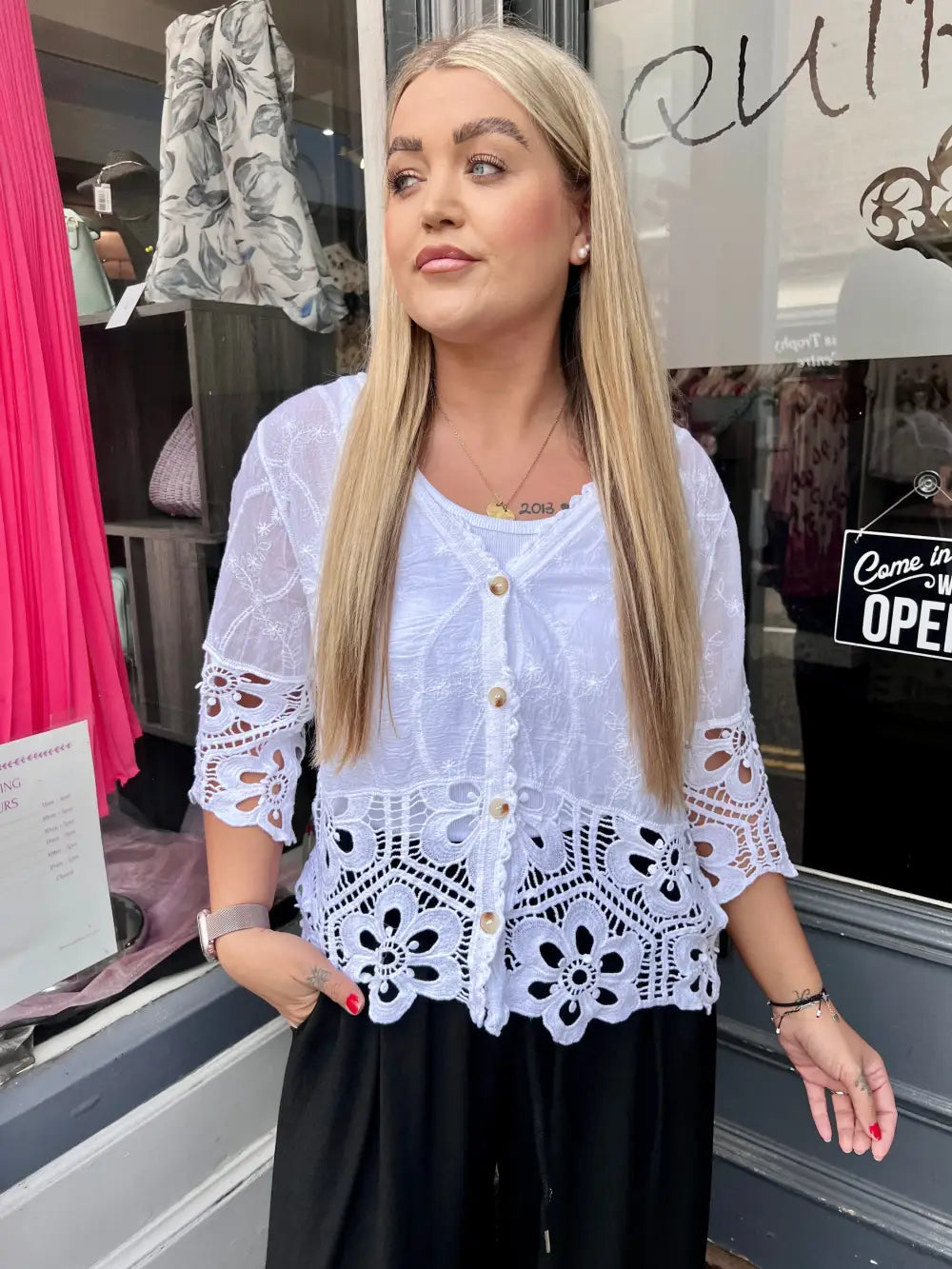 Freya Crochet Blouse WHITE