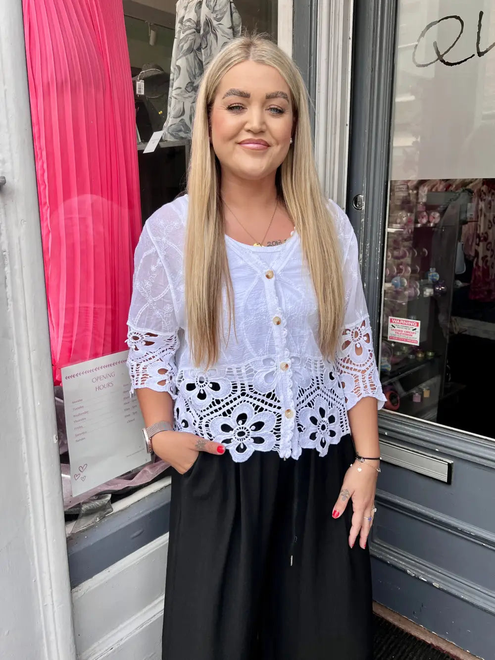 Freya Crochet Blouse WHITE