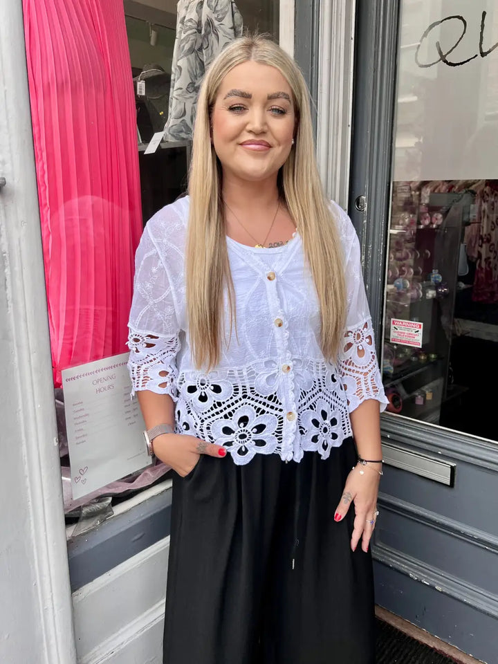 Freya Crochet Blouse WHITE