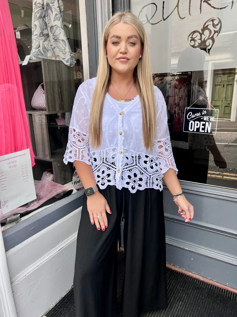 Freya Crochet Blouse WHITE