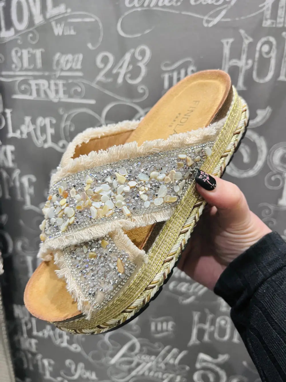 Gloria Embellished Crossover Sandals BEIGE