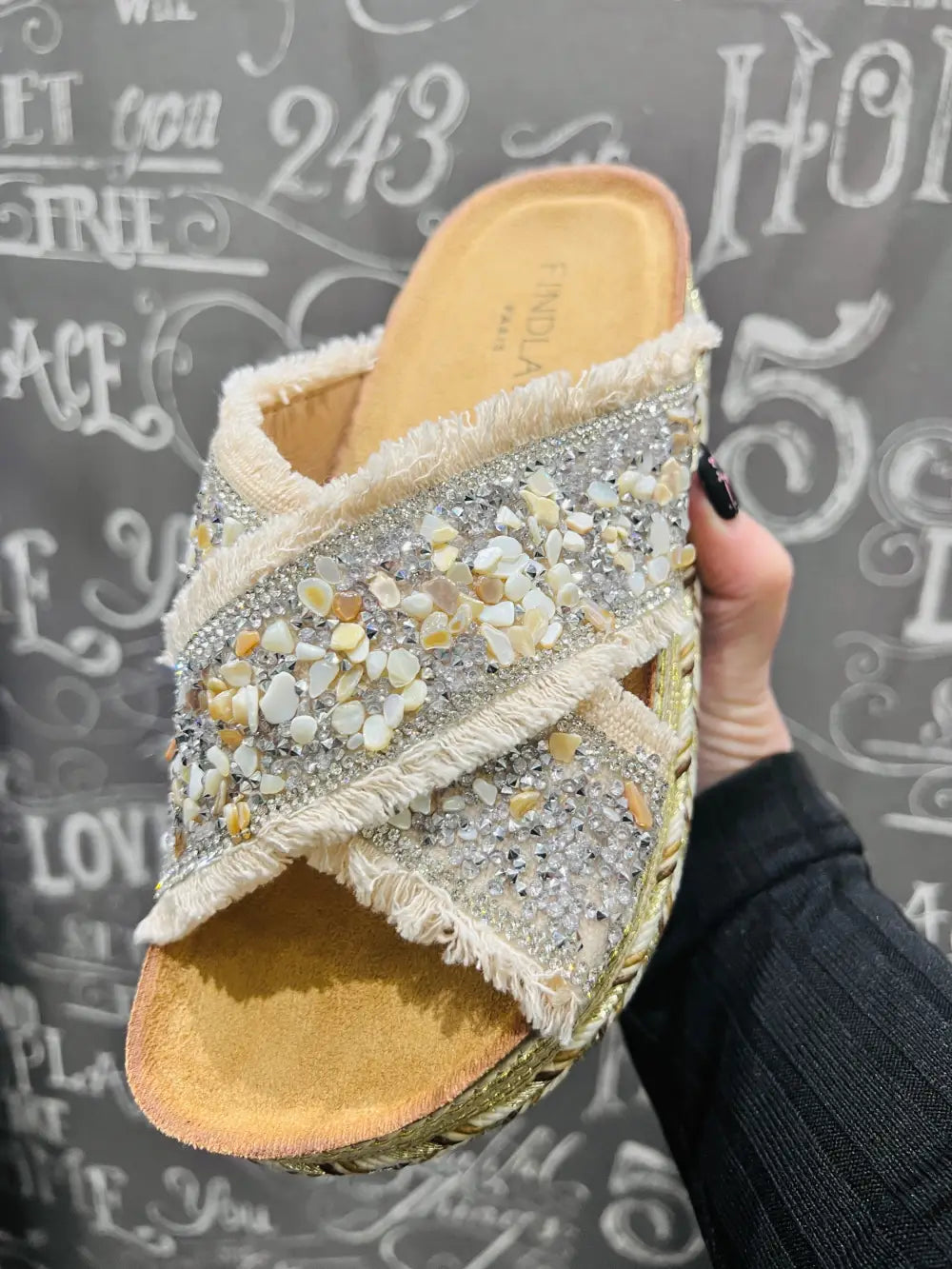 Gloria Embellished Crossover Sandals BEIGE - size 3 (36)