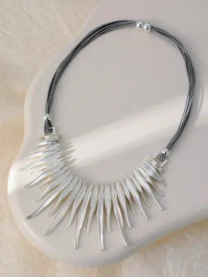 Gracee Chunky Waves Necklace Silver