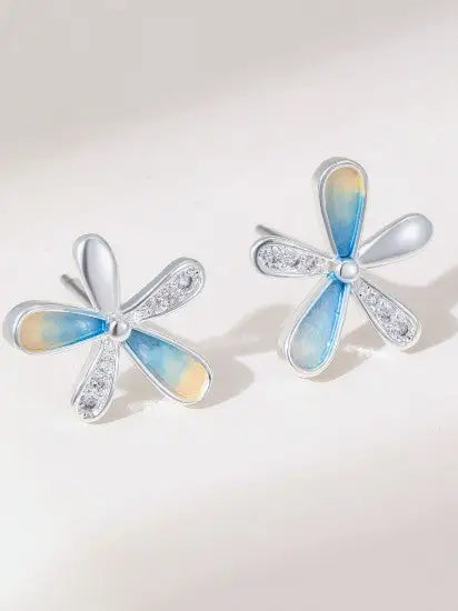 Gracee Coloured Flower Earrings Silver