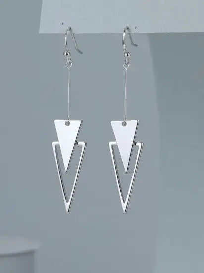 Gracee Drop Triangle Earrings Silver