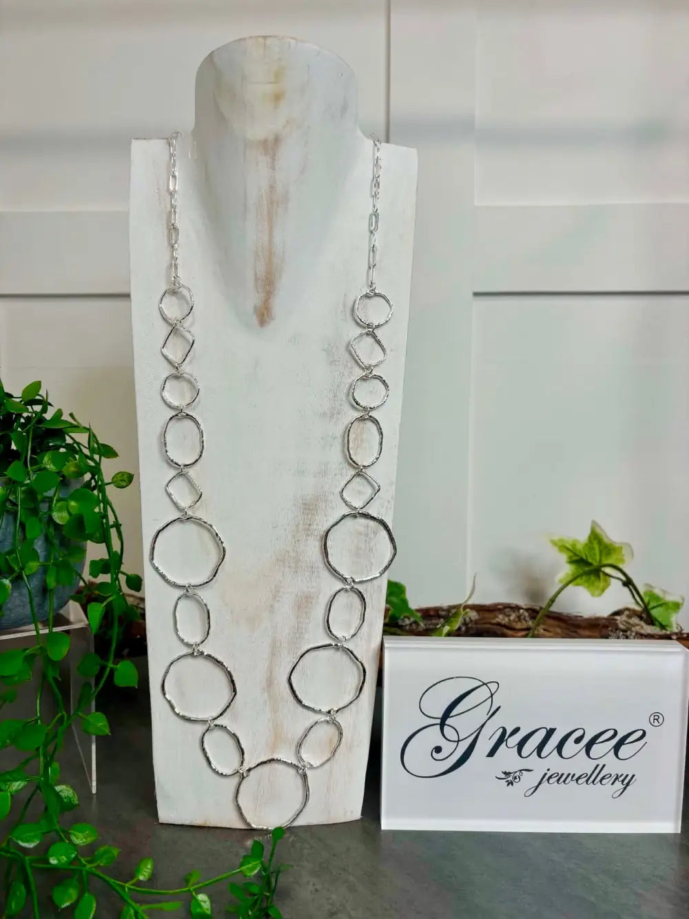 Gracee Multi Circle Long Necklace SILVER