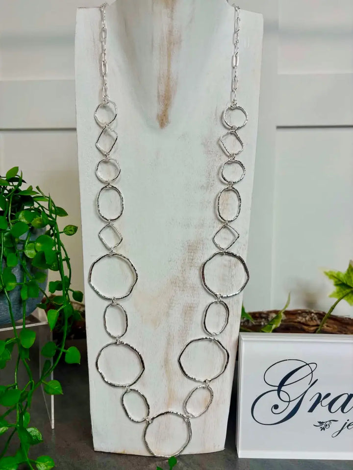 Gracee Multi Circle Long Necklace SILVER
