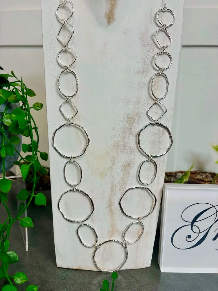 Gracee Multi Circle Long Necklace SILVER