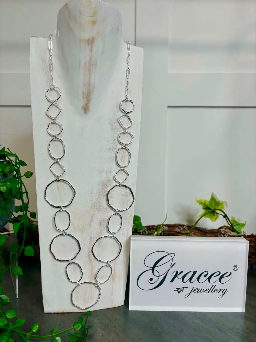 Gracee Multi Circle Long Necklace SILVER