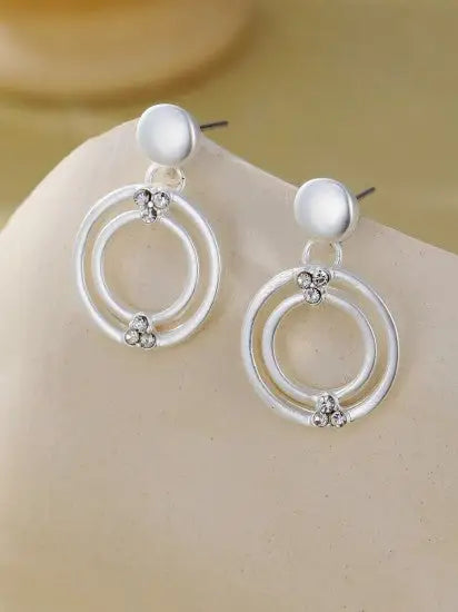 Gracee Ring Diamonte Drop Earrings Silver