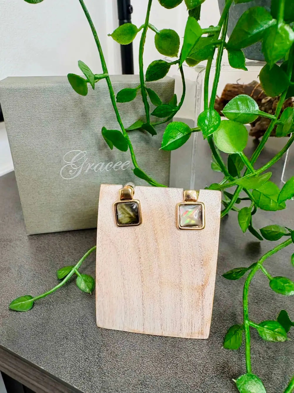 Gracee Short Square Abstract Earrings GOLD