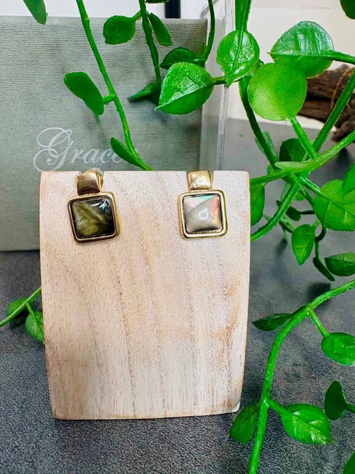 Gracee Short Square Abstract Earrings GOLD