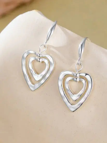 Gracee Small Open Heart Earrings Silver