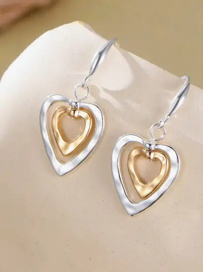 Gracee Small Open Heart Earrings Silver and Gold