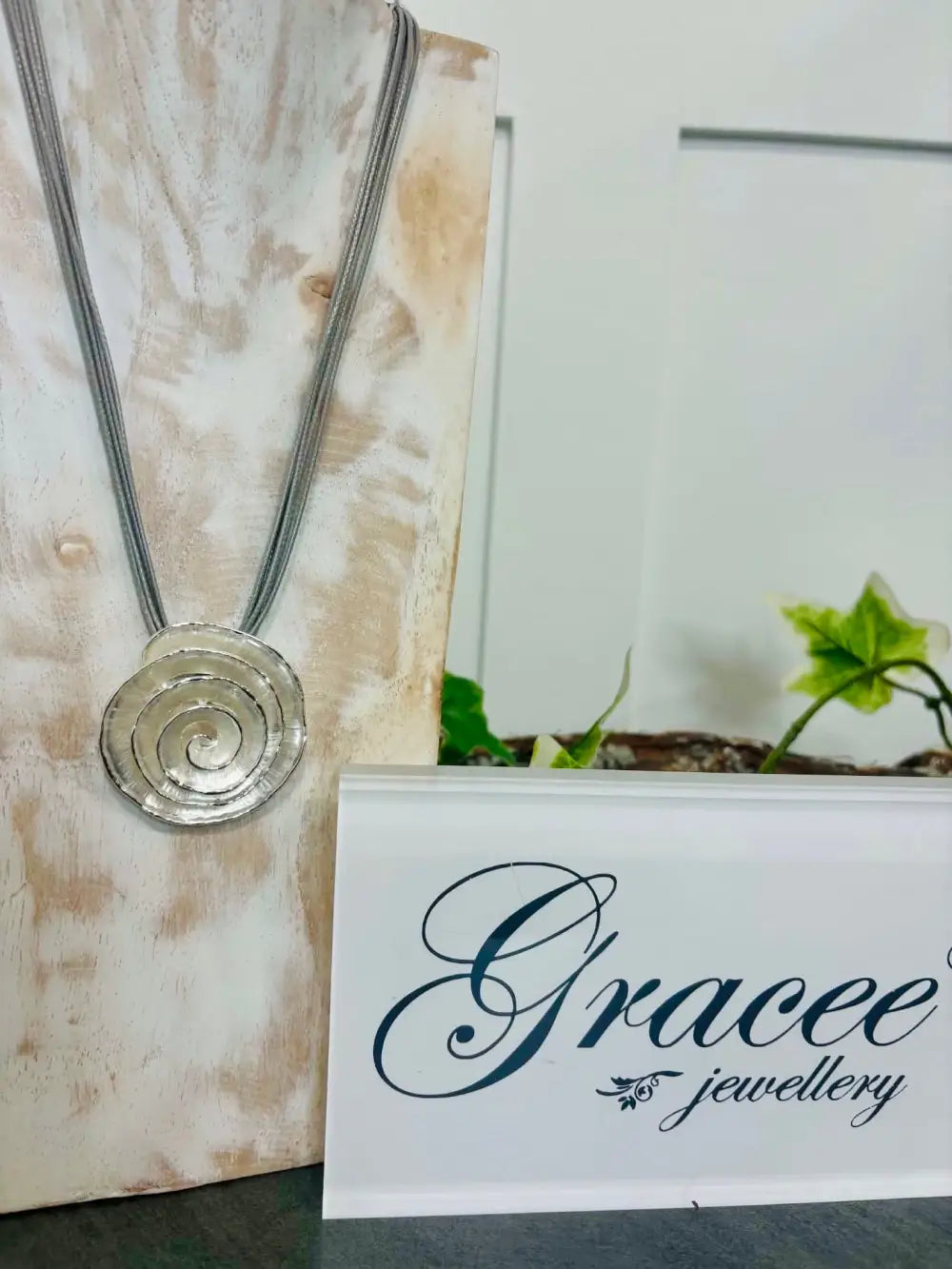 Gracee Spiral Disc Necklace SILVER