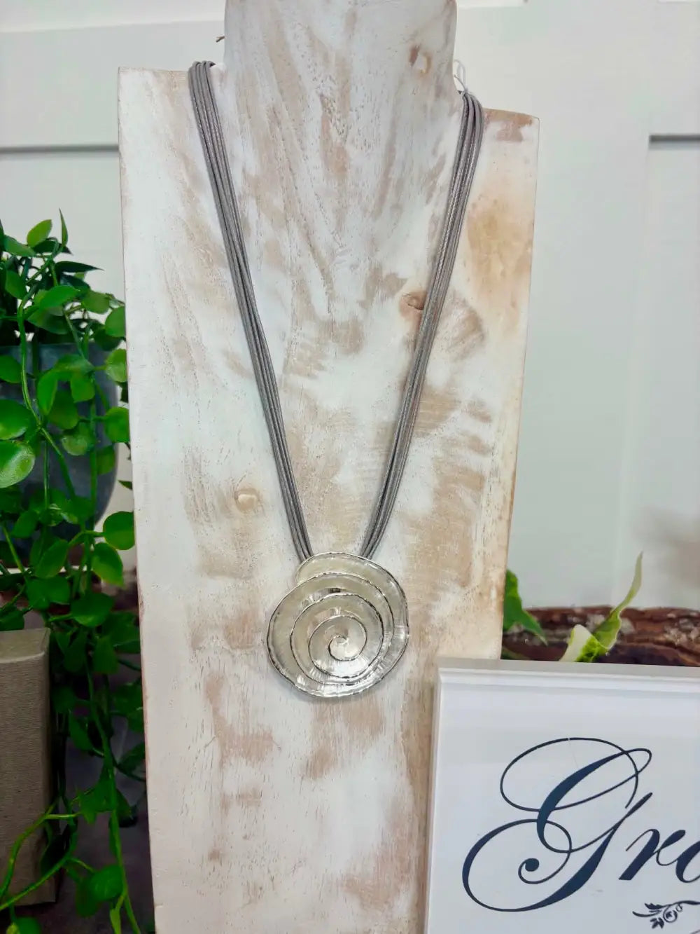 Gracee Spiral Disc Necklace SILVER