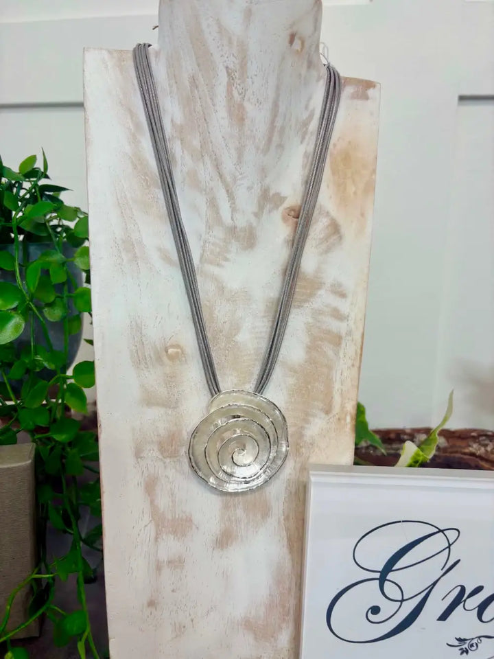 Gracee Spiral Disc Necklace SILVER