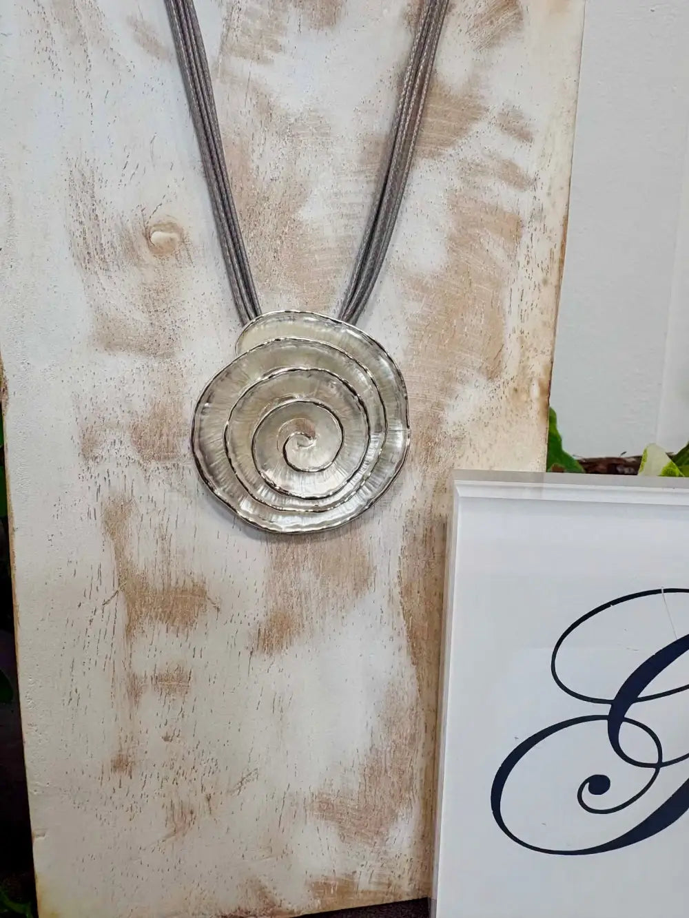 Gracee Spiral Disc Necklace SILVER