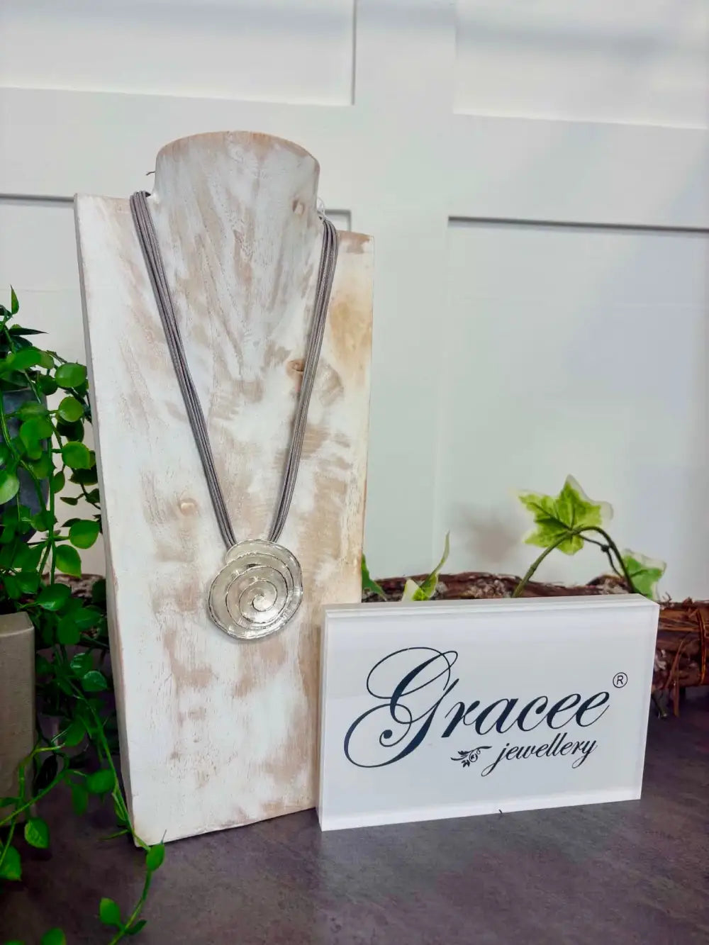 Gracee Spiral Disc Necklace SILVER