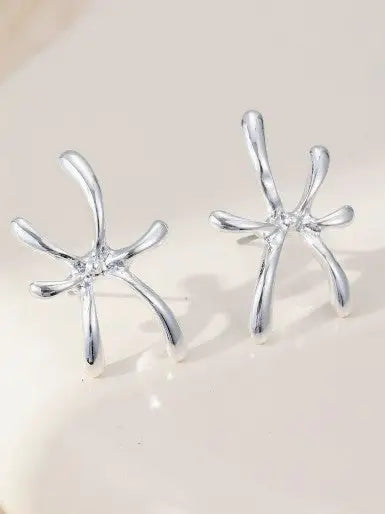 Gracee Splat Design Earrings Silver
