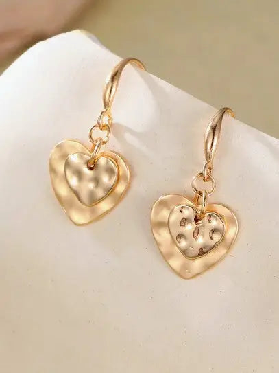 Gracee Two Heart Earrings Gold