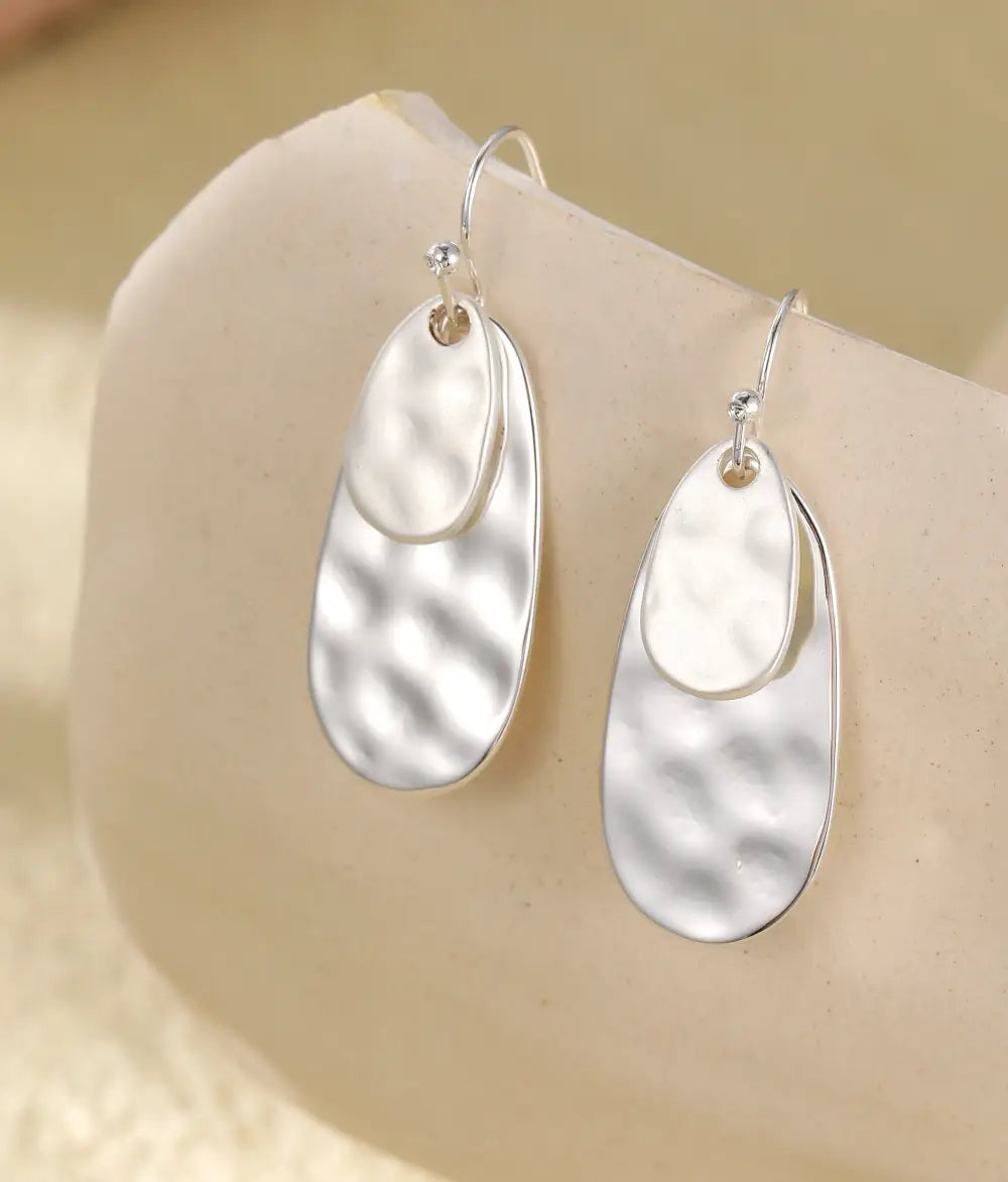 Gracee Two Tone Oval Drop Earrings Silver Tone - Jewellery