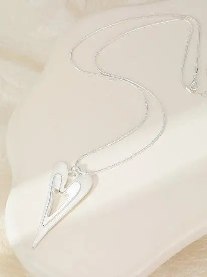 Gracee Two Tone Silver Long Heart SIL